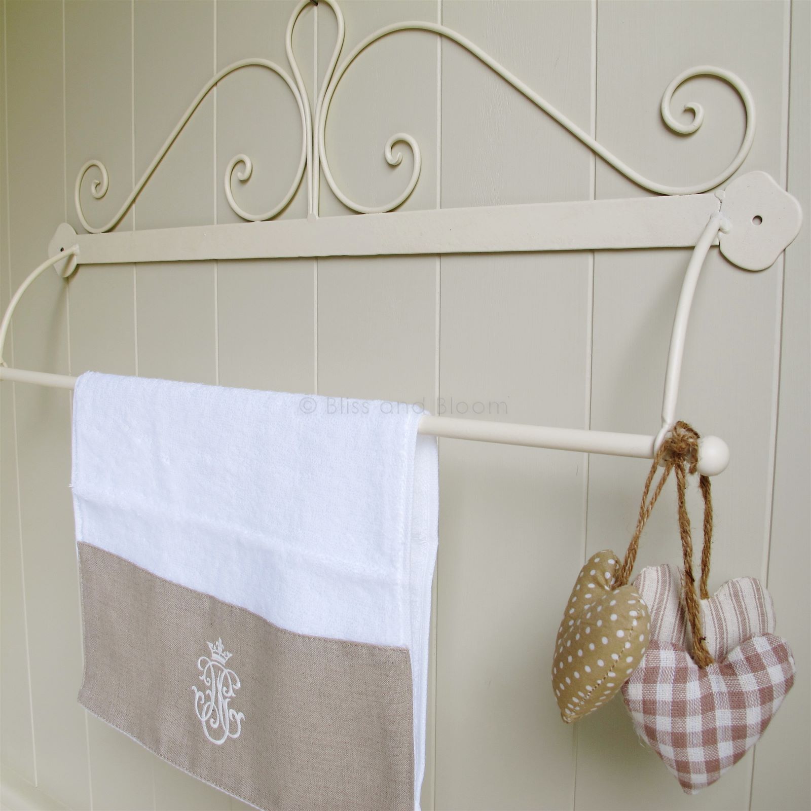 Cream French Scroll Towel Rail Bliss and Bloom